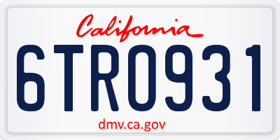 CA license plate 6TRO931