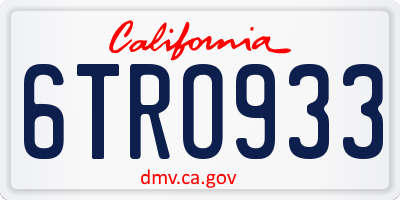 CA license plate 6TRO933