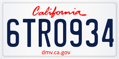 CA license plate 6TRO934