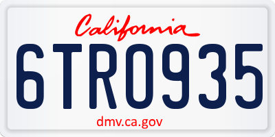 CA license plate 6TRO935