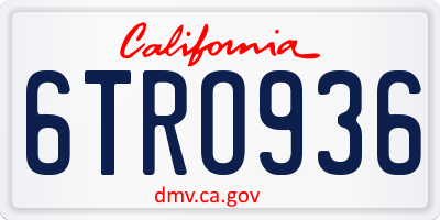 CA license plate 6TRO936