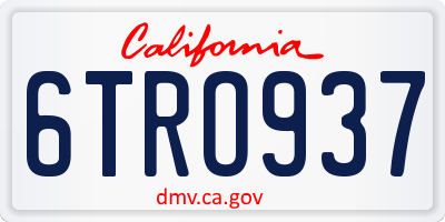 CA license plate 6TRO937