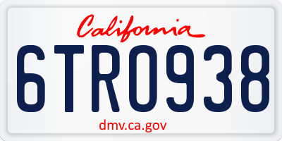 CA license plate 6TRO938