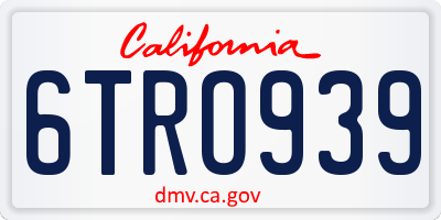 CA license plate 6TRO939
