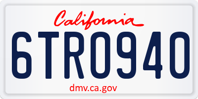 CA license plate 6TRO940