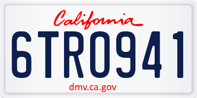 CA license plate 6TRO941