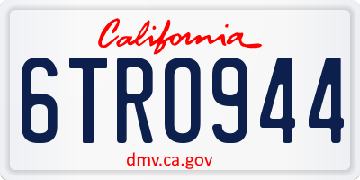 CA license plate 6TRO944