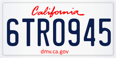 CA license plate 6TRO945