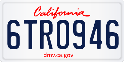CA license plate 6TRO946