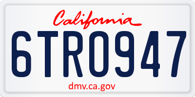 CA license plate 6TRO947