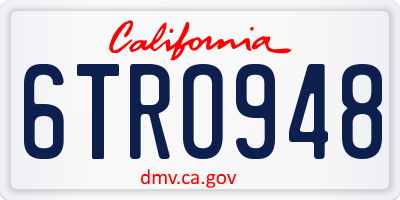 CA license plate 6TRO948