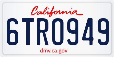 CA license plate 6TRO949