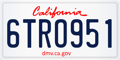 CA license plate 6TRO951