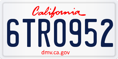 CA license plate 6TRO952