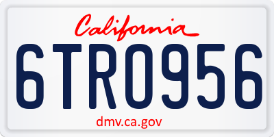 CA license plate 6TRO956