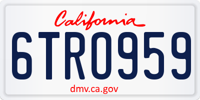 CA license plate 6TRO959
