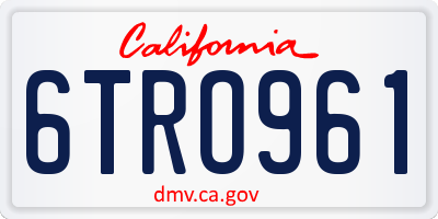 CA license plate 6TRO961