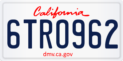 CA license plate 6TRO962