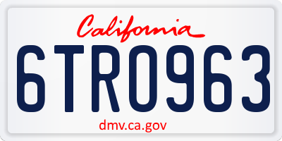 CA license plate 6TRO963