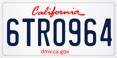 CA license plate 6TRO964