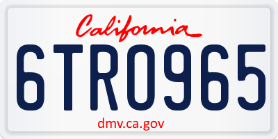 CA license plate 6TRO965