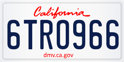 CA license plate 6TRO966