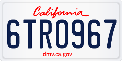 CA license plate 6TRO967