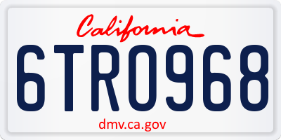 CA license plate 6TRO968