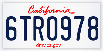 CA license plate 6TRO978