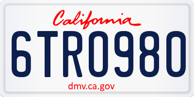 CA license plate 6TRO980