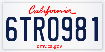 CA license plate 6TRO981