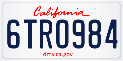 CA license plate 6TRO984