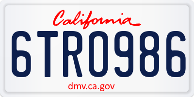 CA license plate 6TRO986