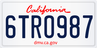 CA license plate 6TRO987