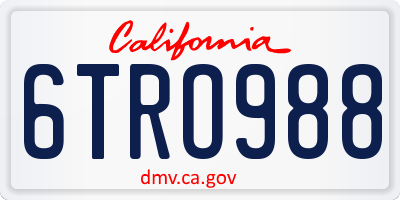 CA license plate 6TRO988