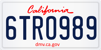 CA license plate 6TRO989