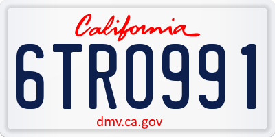 CA license plate 6TRO991