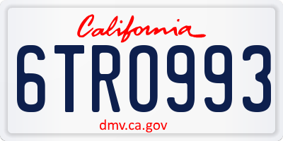 CA license plate 6TRO993