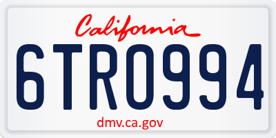 CA license plate 6TRO994