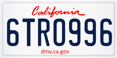 CA license plate 6TRO996