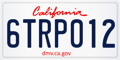 CA license plate 6TRP012