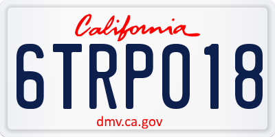 CA license plate 6TRP018