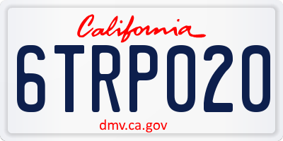 CA license plate 6TRP020