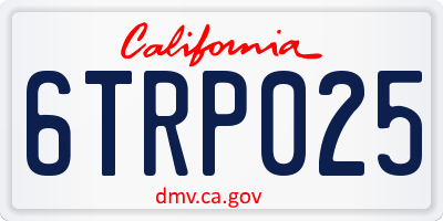 CA license plate 6TRP025