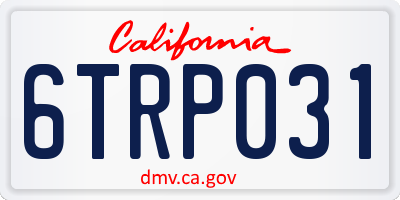 CA license plate 6TRP031