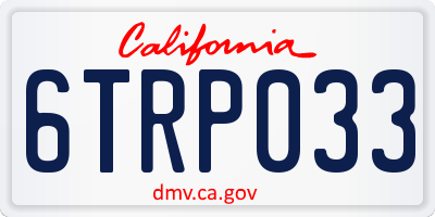CA license plate 6TRP033