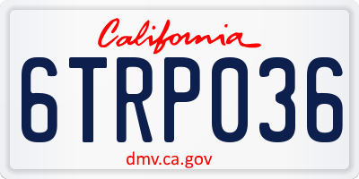 CA license plate 6TRP036
