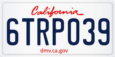 CA license plate 6TRP039