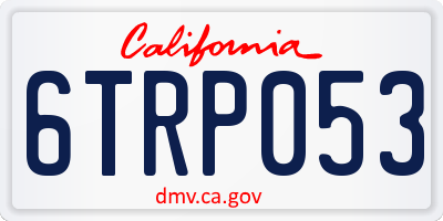 CA license plate 6TRP053