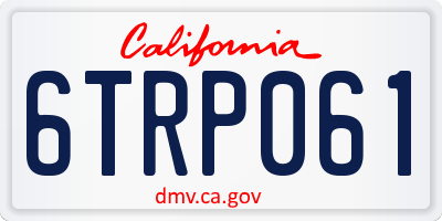 CA license plate 6TRP061